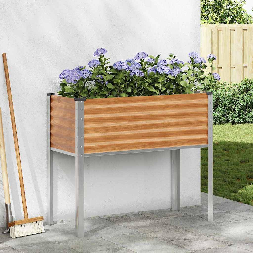 vidaXL Gartenblumentopf Hellbraun 100 x 45 x 90 cm Verzinkter Stahl