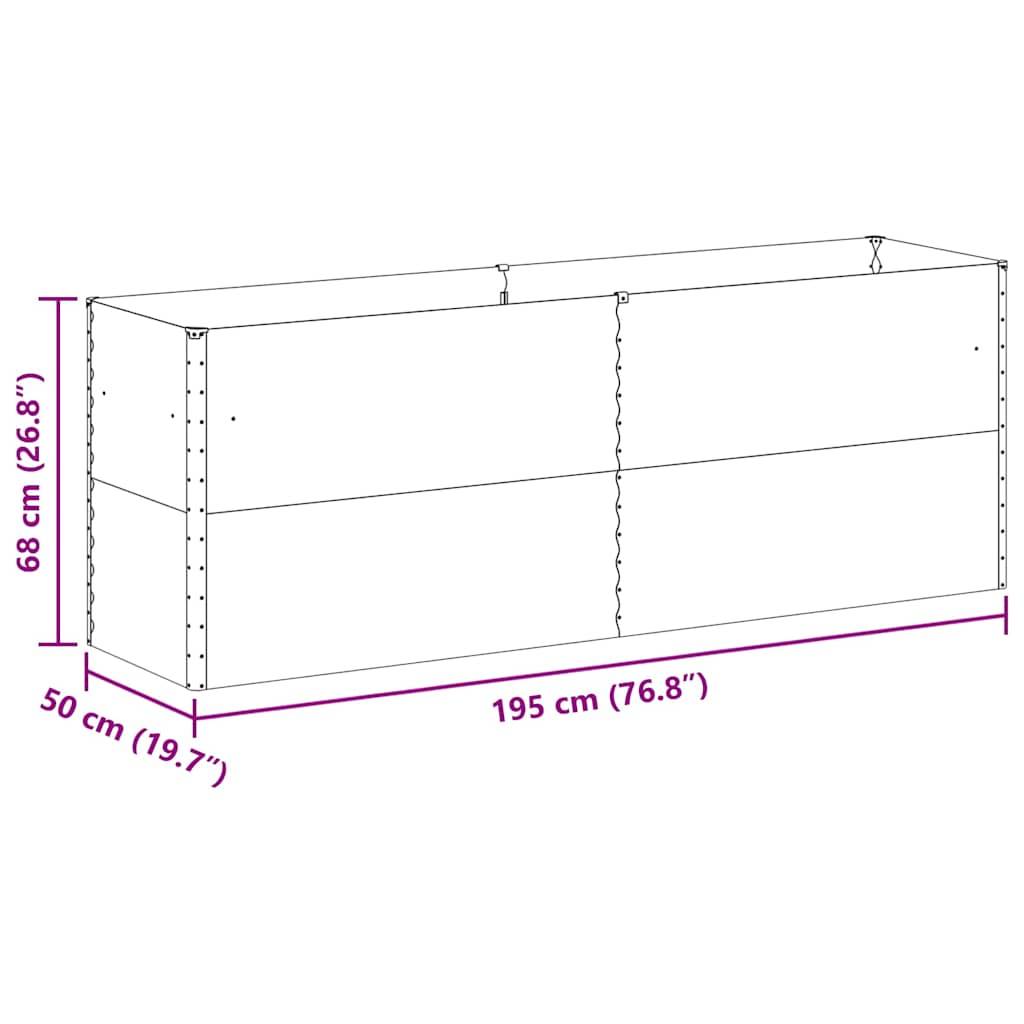 vidaXL Hochbeet Hellbraun 195 x 50 x 68 cm Verzinkter Stahl