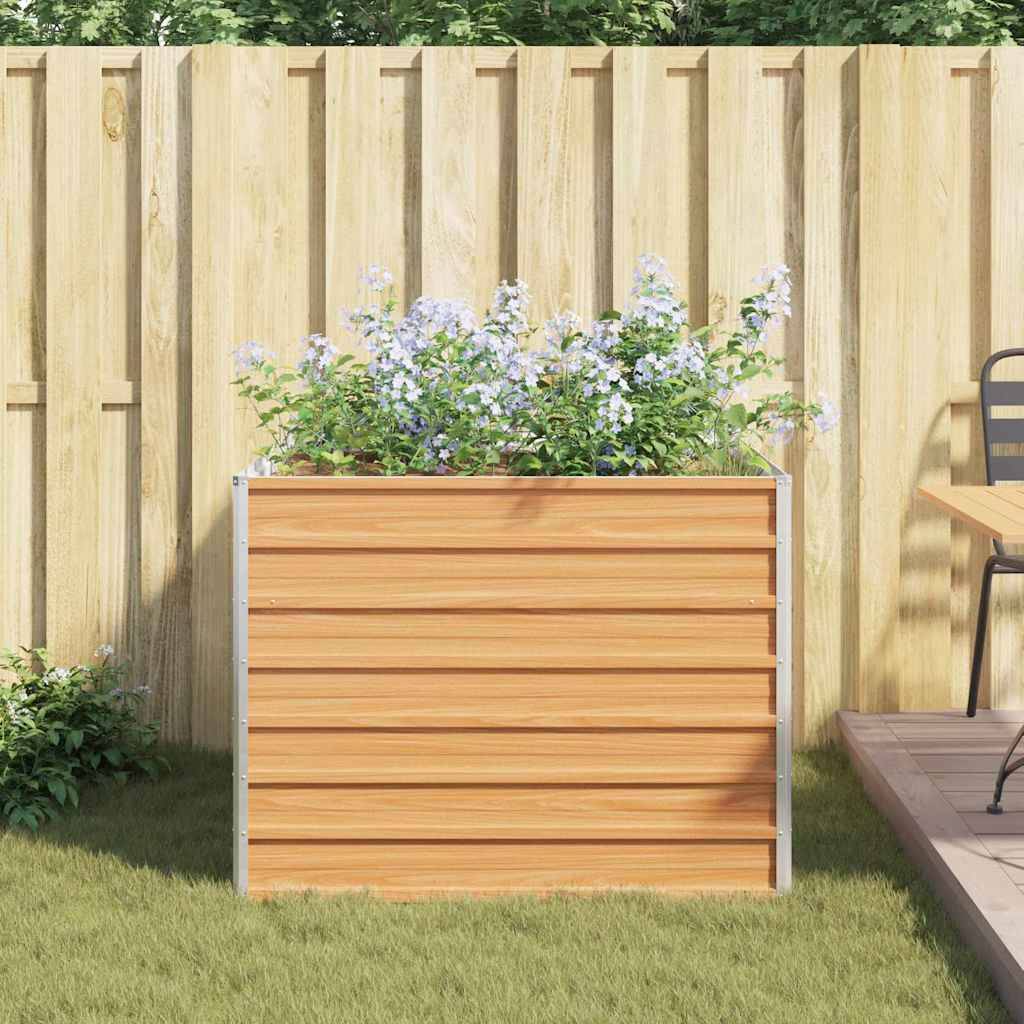 vidaXL Hochbeet Hellbraun 100 x 100 x 77 cm Verzinkter Stahl