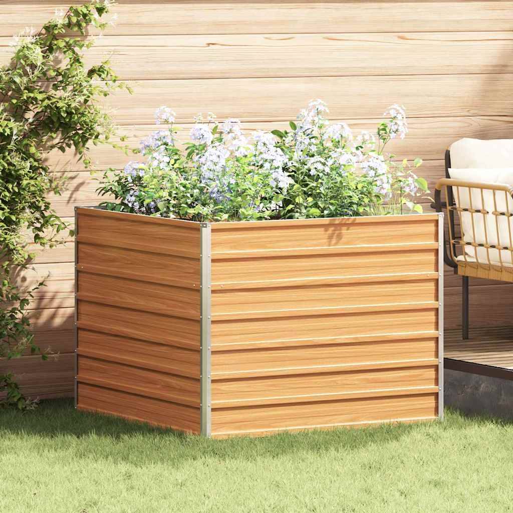 vidaXL Hochbeet Hellbraun 100 x 100 x 77 cm Verzinkter Stahl