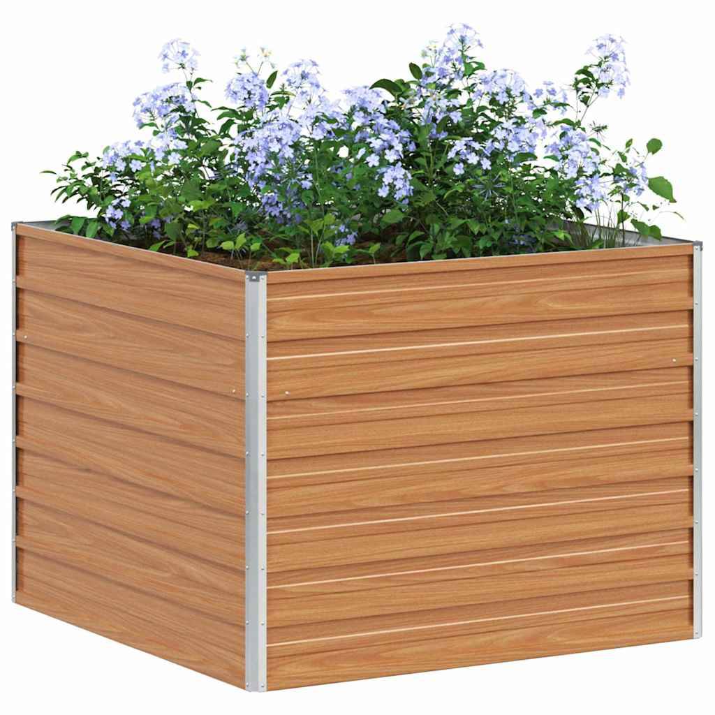 vidaXL Hochbeet Hellbraun 100 x 100 x 77 cm Verzinkter Stahl