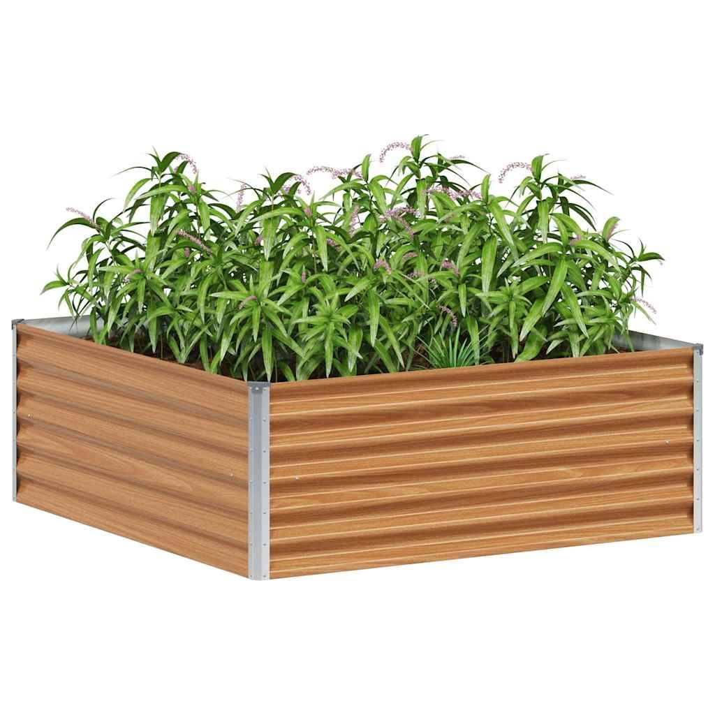 vidaXL Hochbeet Hellbraun 98 x 100 x 36 cm Verzinkter Stahl