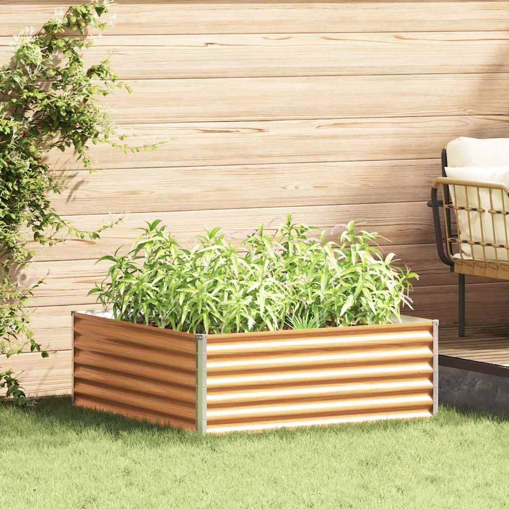 vidaXL Hochbeet Hellbraun 98 x 100 x 36 cm Verzinkter Stahl