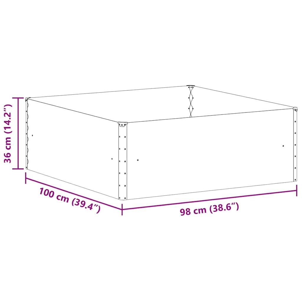 vidaXL Hochbeet Hellbraun 98 x 100 x 36 cm Verzinkter Stahl