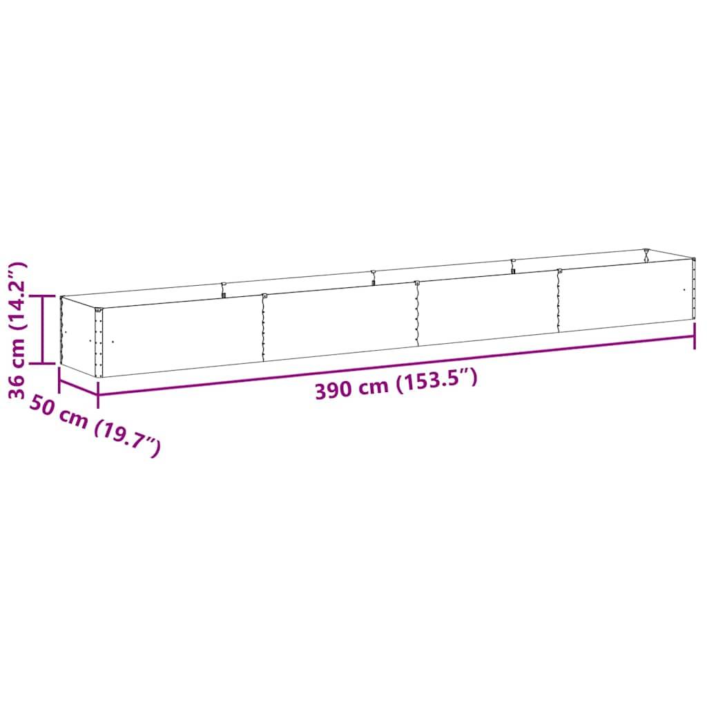 vidaXL Hochbeet Hellbraun 390 x 50 x 36 cm Verzinkter Stahl