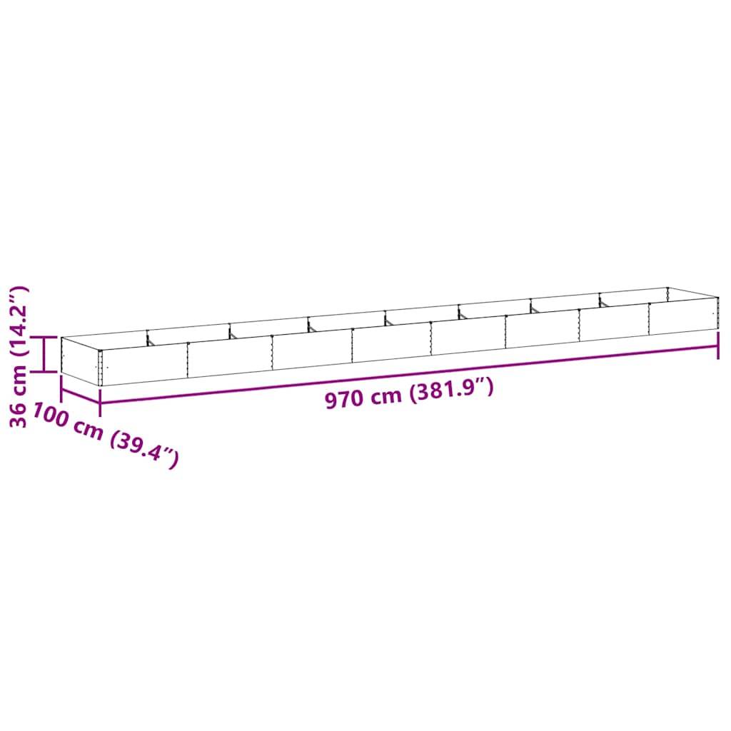 vidaXL Hochbeet Hellbraun 970 x 100 x 36 cm Verzinkter Stahl