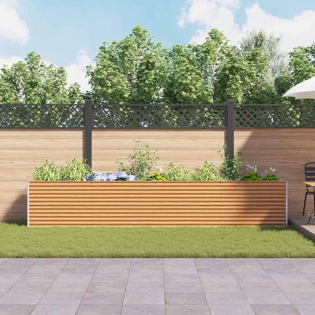 vidaXL Hochbeet Hellbraun 390 x 50 x 68 cm Verzinkter Stahl