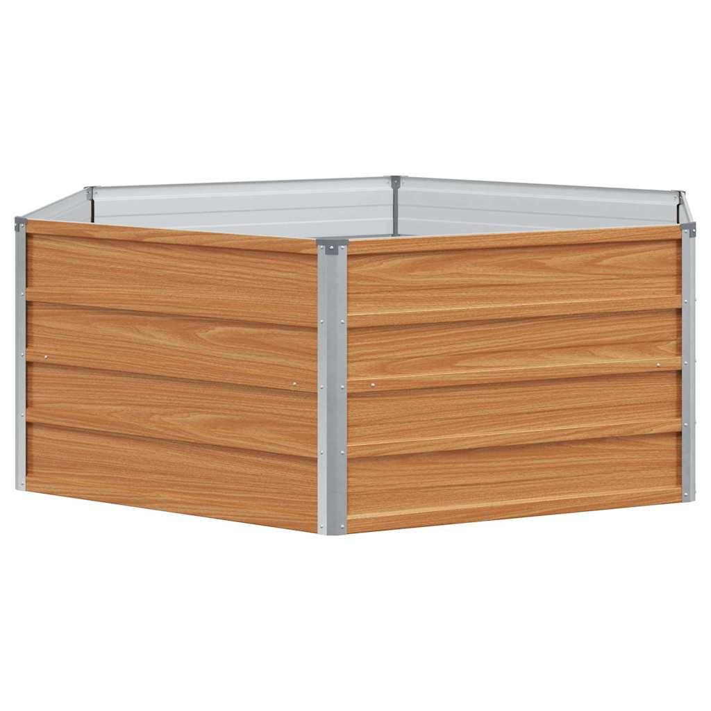vidaXL Hochbeet im Garten Holzoptik 129 x 129 x 45 cm Verzinkter Stahl