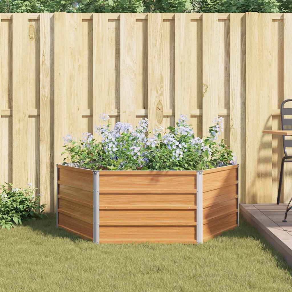 vidaXL Hochbeet im Garten Holzoptik 129 x 129 x 45 cm Verzinkter Stahl