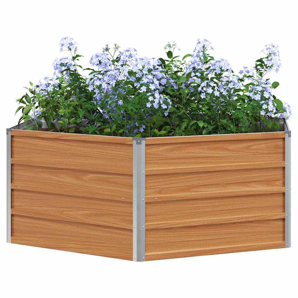 vidaXL Hochbeet im Garten Holzoptik 129 x 129 x 45 cm Verzinkter Stahl