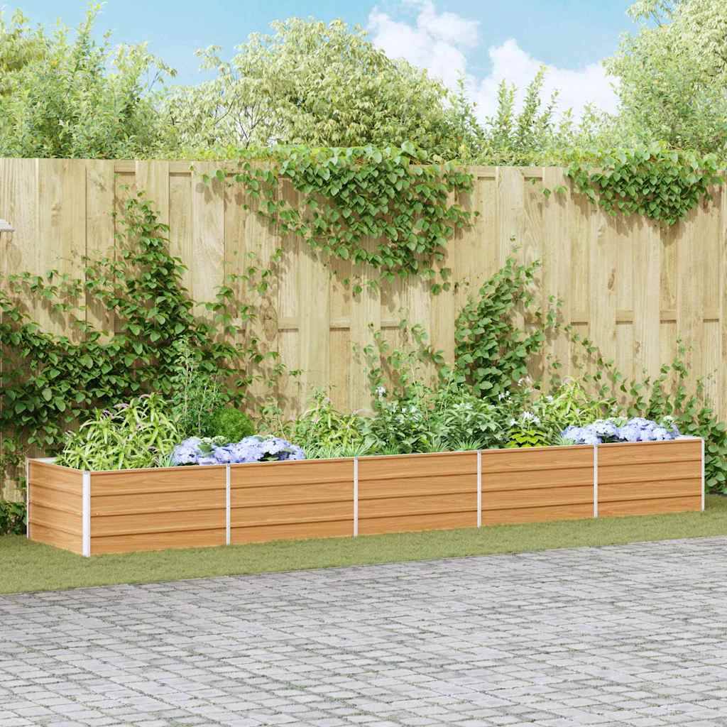 vidaXL Hochbeet Hellbraun 400 x 80 x 45 cm Verzinkter Stahl