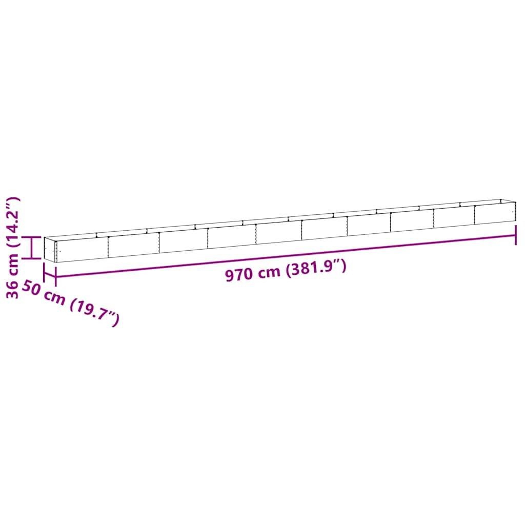 vidaXL Hochbeet Hellbraun 970 x 50 x 36 cm Verzinkter Stahl