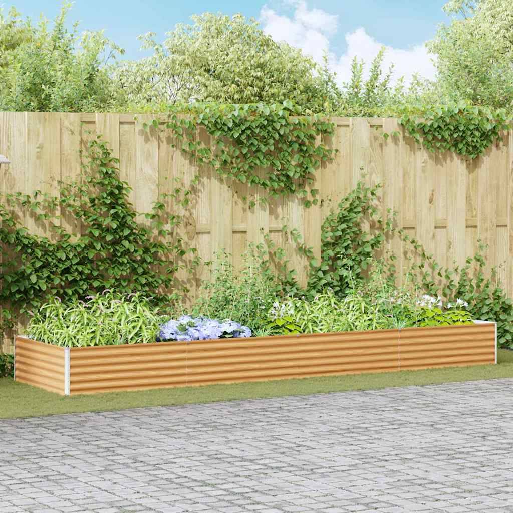 vidaXL Hochbeet Hellbraun 390 x 100 x 36 cm Verzinkter Stahl