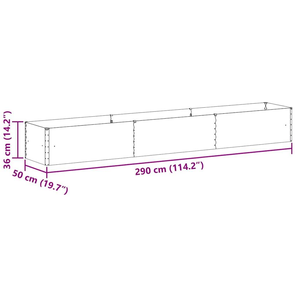 vidaXL Hochbeet Hellbraun 290 x 50 x 36 cm Verzinkter Stahl