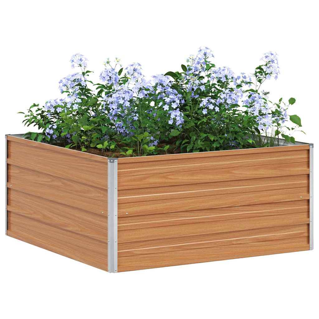 vidaXL Hochbeet Hellbraun 100 x 100 x 45 cm Verzinkter Stahl
