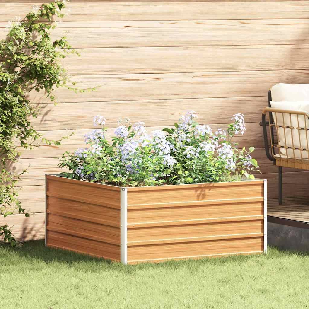 vidaXL Hochbeet Hellbraun 100 x 100 x 45 cm Verzinkter Stahl