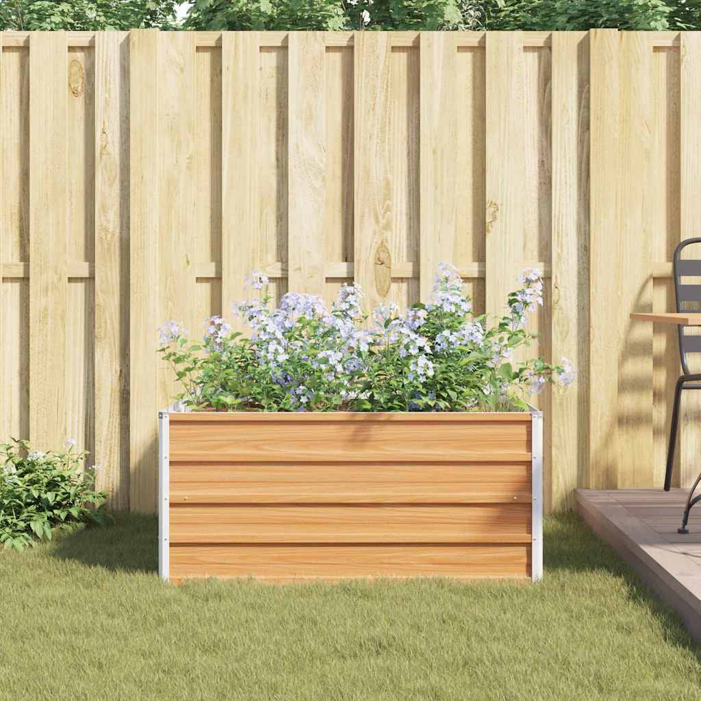 vidaXL Hochbeet Hellbraun 100 x 100 x 45 cm Verzinkter Stahl