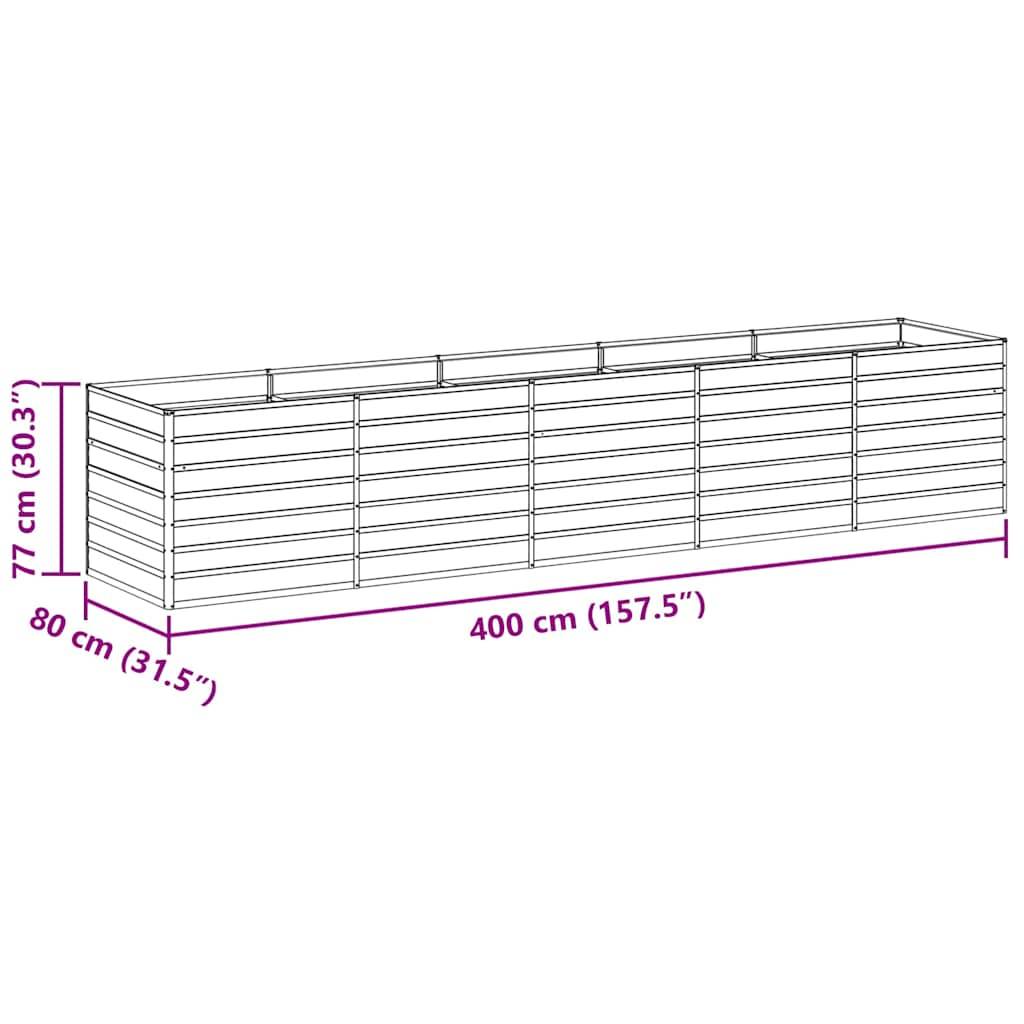 vidaXL Hochbeet Hellbraun 400 x 80 x 77 cm Verzinkter Stahl