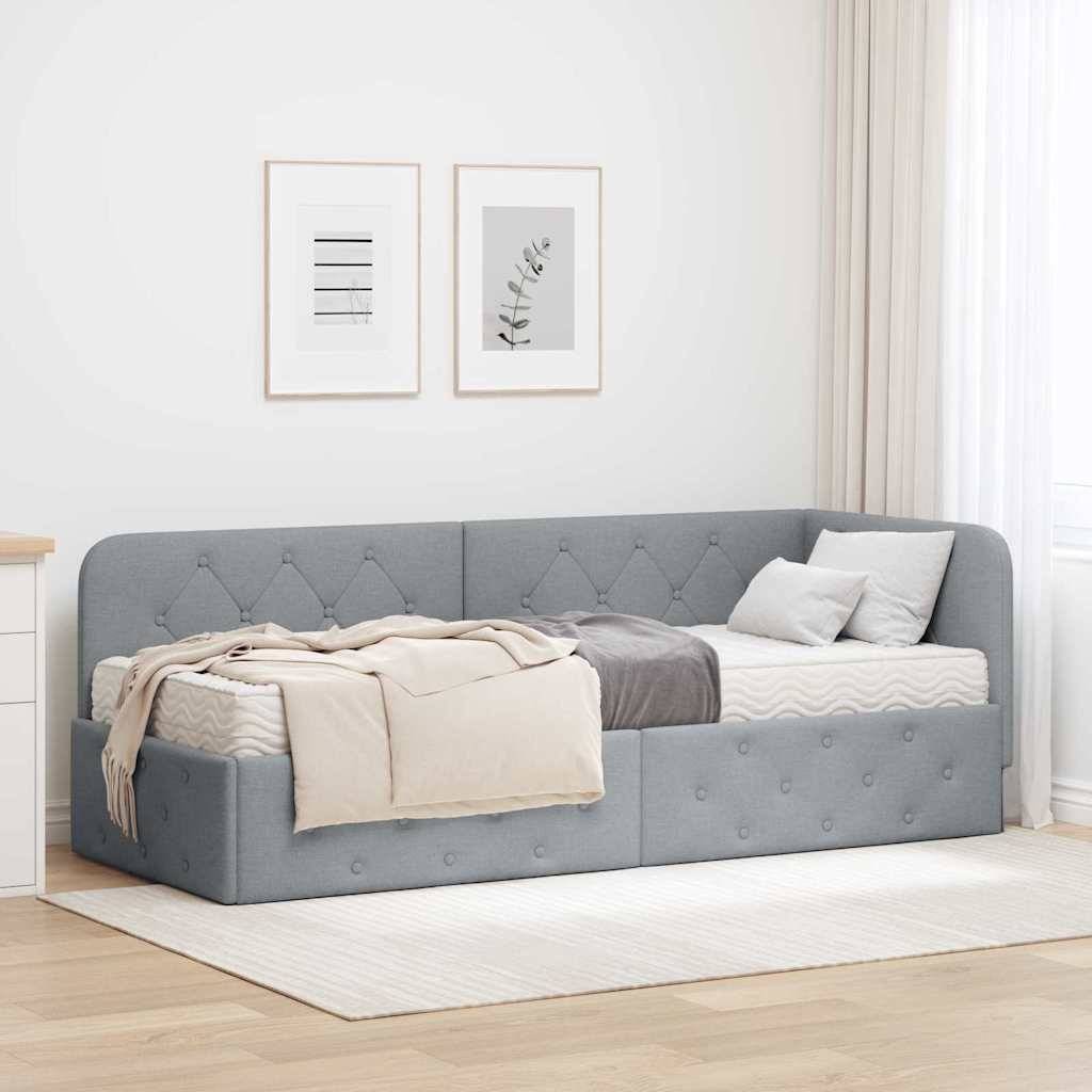 vidaXL Eckbettgestell Hellgrau 80 x 200 cm Stoff
