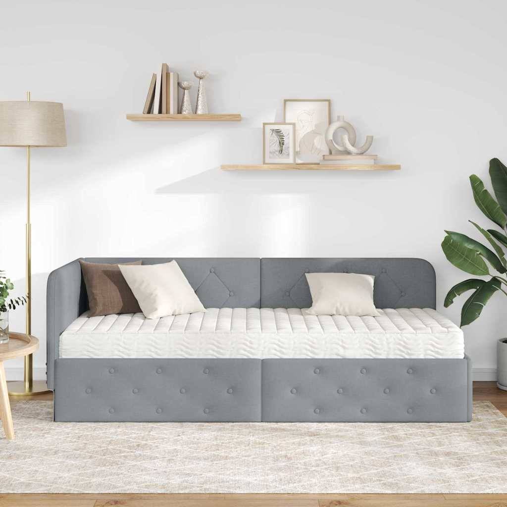 vidaXL Eckbettgestell Hellgrau 80 x 200 cm Stoff