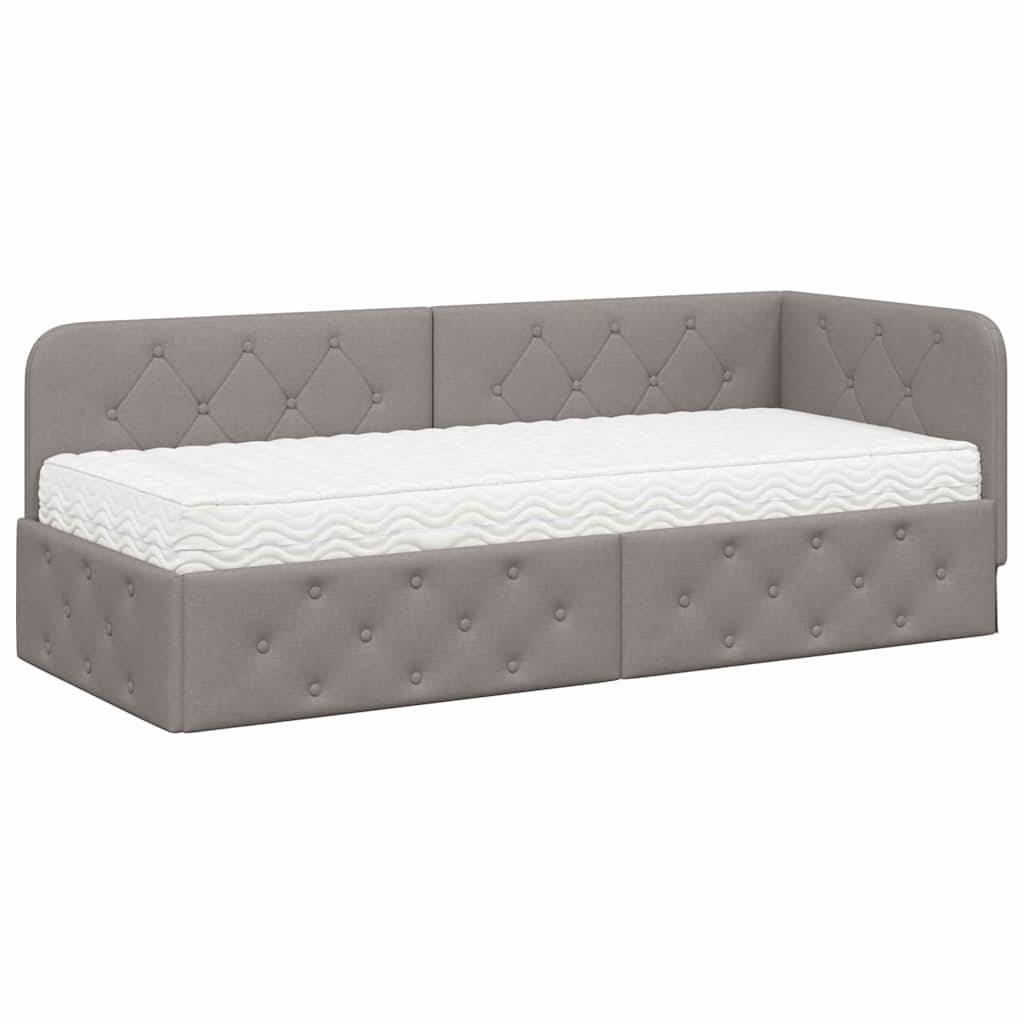 vidaXL Eckbettgestell Taupe 80 x 200 cm Stoff
