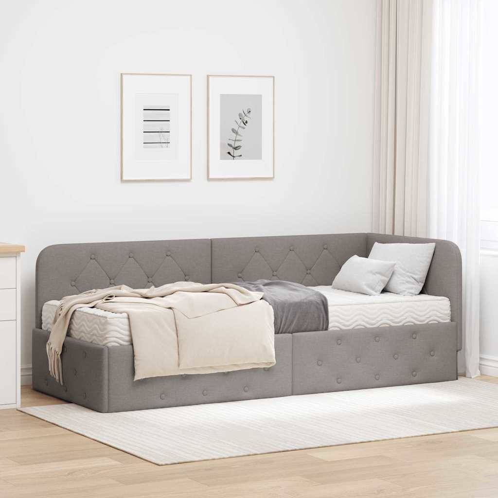 vidaXL Eckbettgestell Taupe 80 x 200 cm Stoff