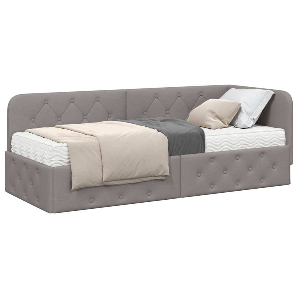 vidaXL Eckbettgestell Taupe 80 x 200 cm Stoff