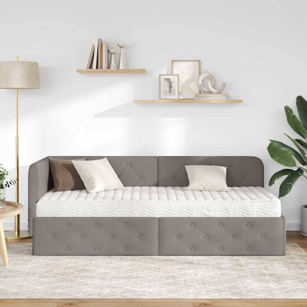 vidaXL Eckbettgestell Taupe 80 x 200 cm Stoff