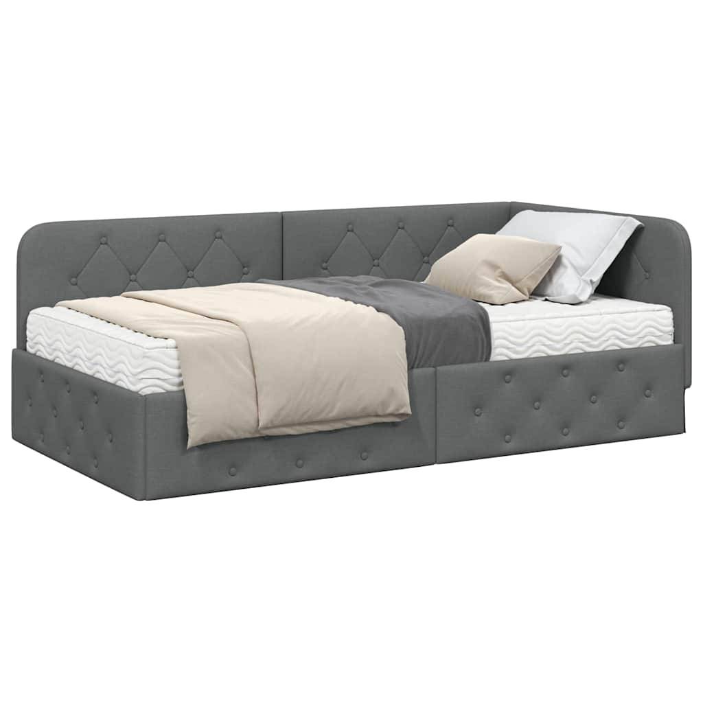 vidaXL Eckbettgestell Dunkelgrau 90 x 200 cm Stoff