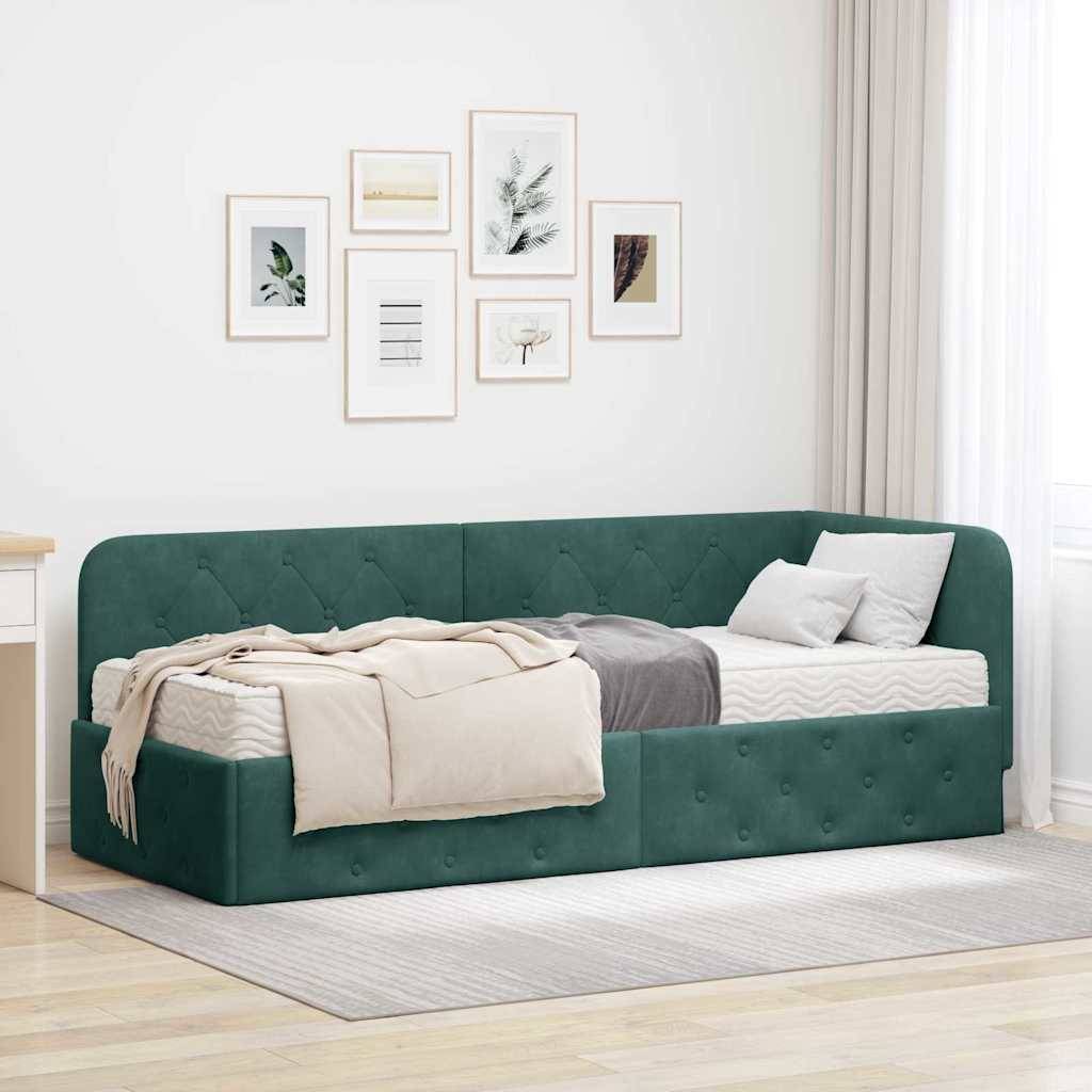vidaXL Eckbettgestell Dunkelgrün 80 x 200 cm Samt