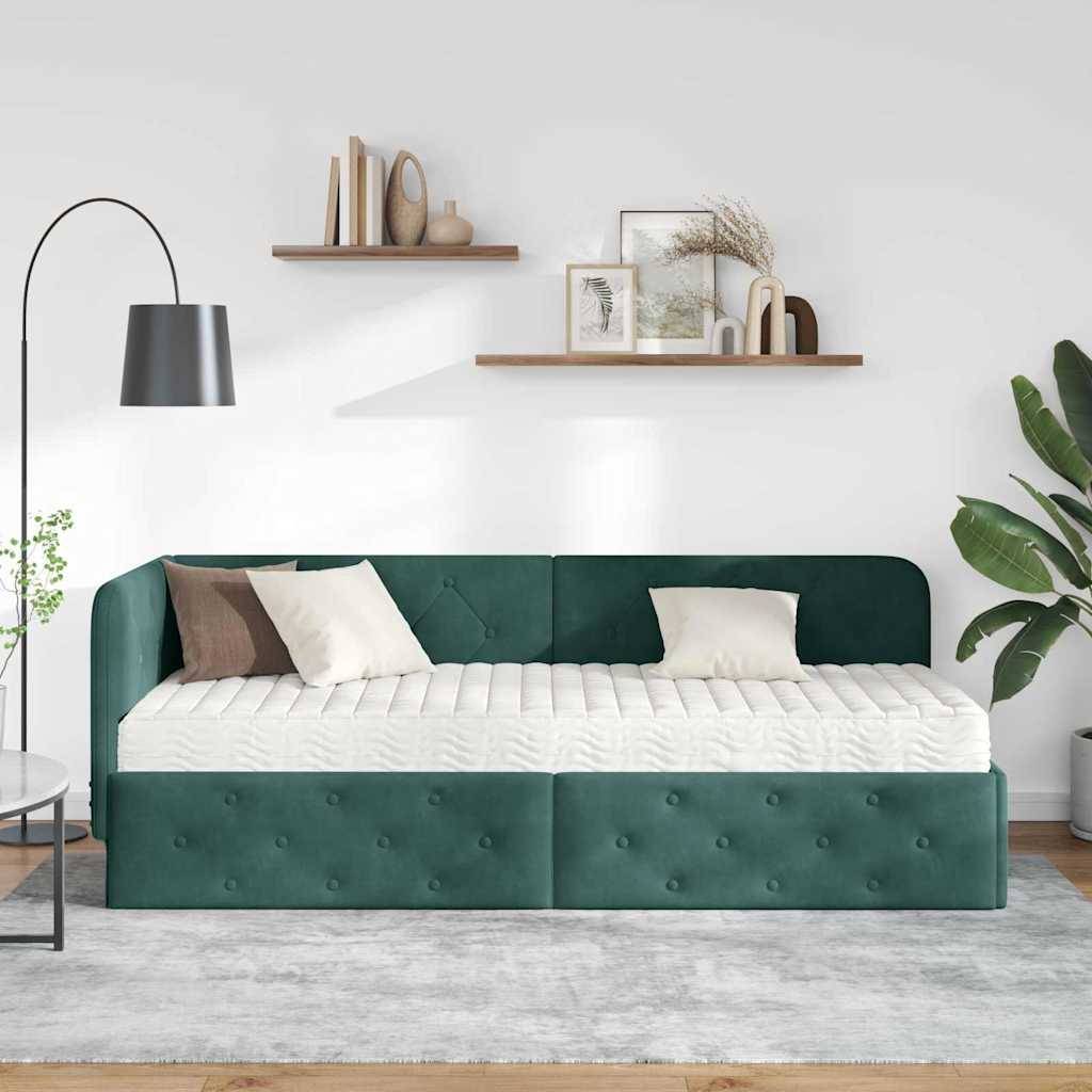 vidaXL Eckbettgestell Dunkelgrün 80 x 200 cm Samt