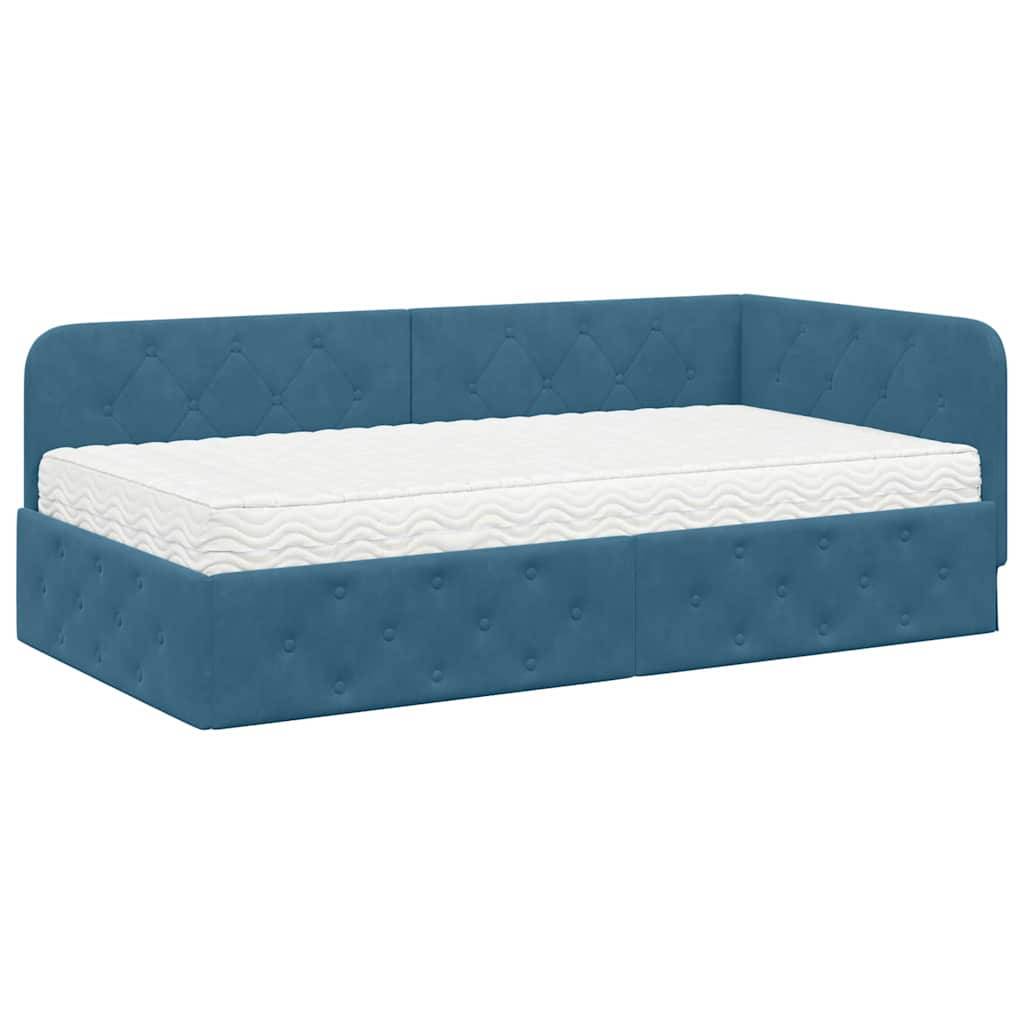 vidaXL Eckbettgestell Blau 100 x 200 cm Samt
