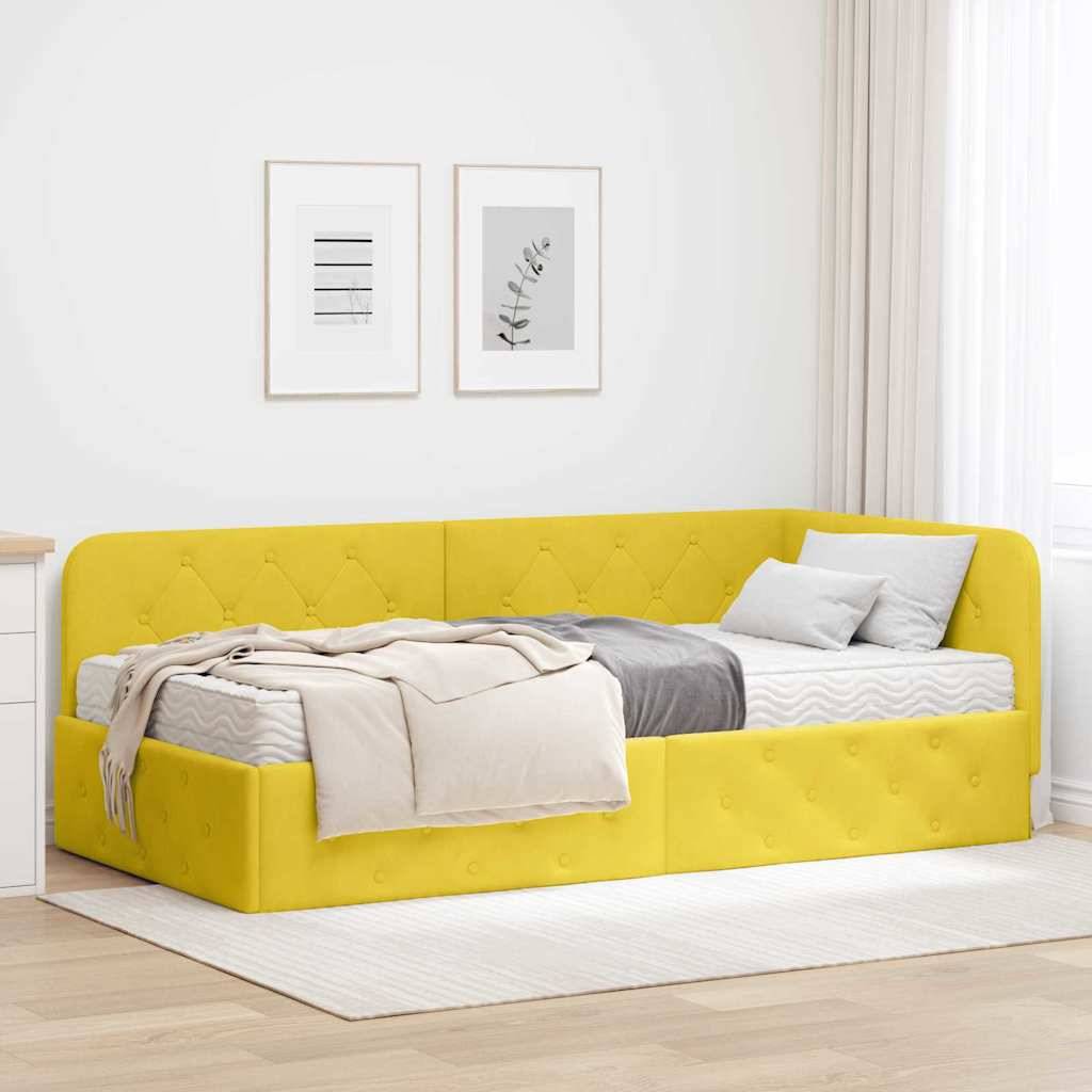 vidaXL Eckbettgestell Gelb 90 x 200 cm Samt