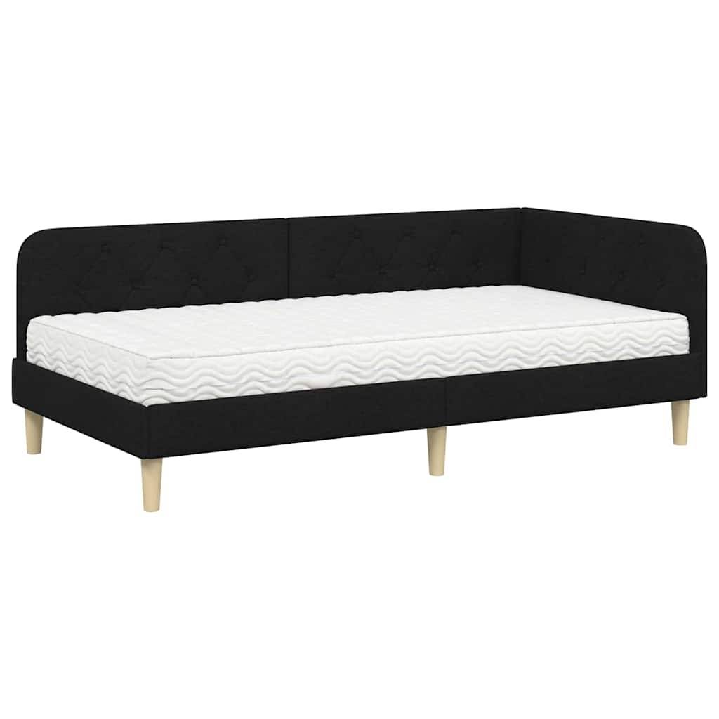 vidaXL Eckbettgestell Schwarz 90 x 190 cm Stoff