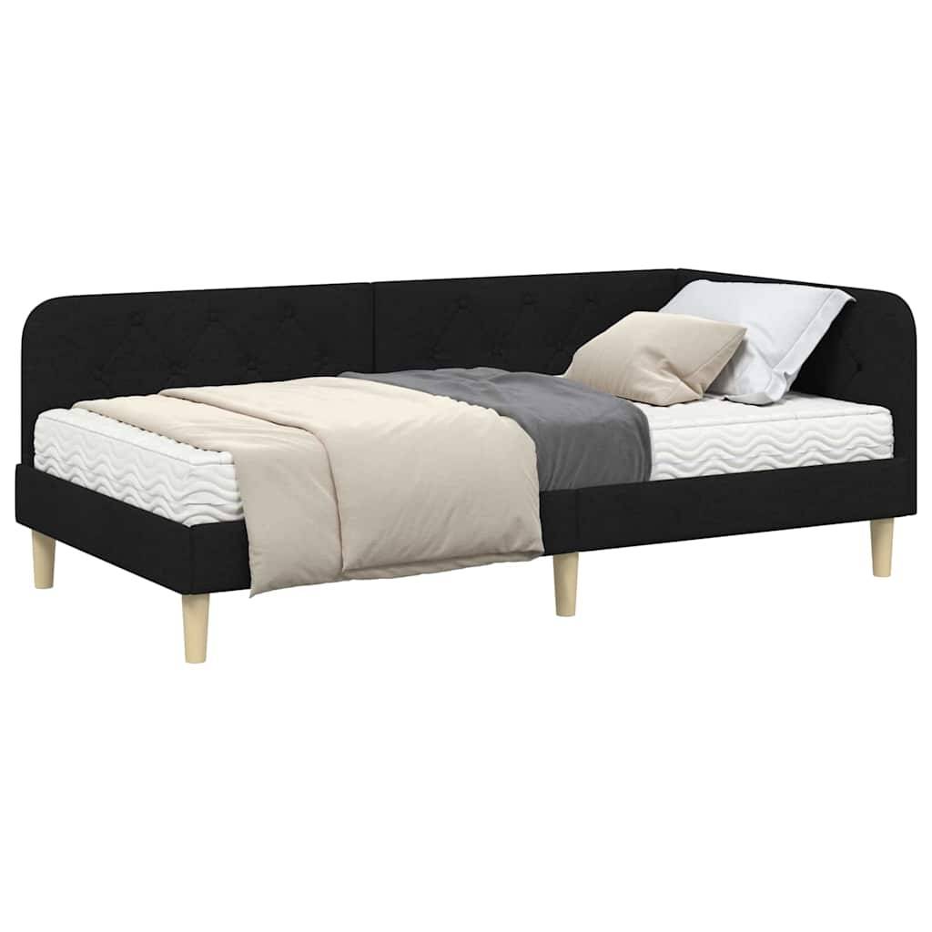 vidaXL Eckbettgestell Schwarz 90 x 190 cm Stoff