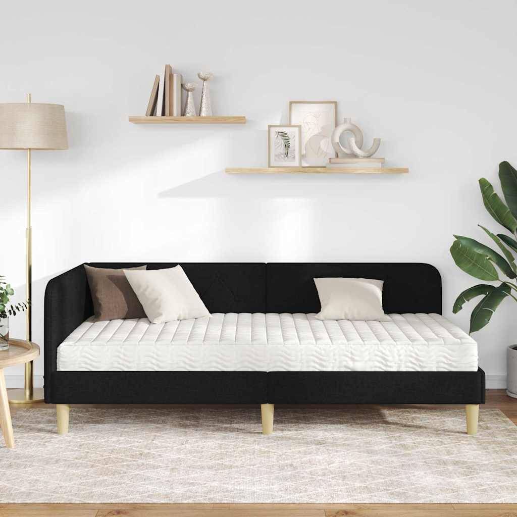 vidaXL Eckbettgestell Schwarz 90 x 190 cm Stoff