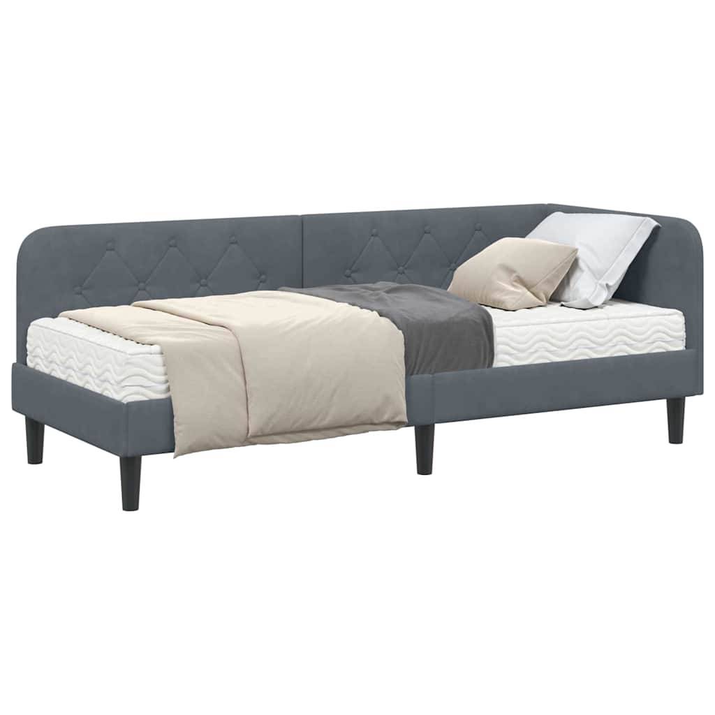 vidaXL Eckbettgestell Dunkelgrau 80 x 200 cm Samt