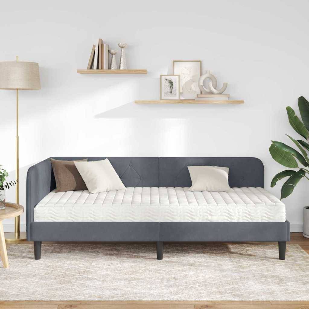 vidaXL Eckbettgestell Dunkelgrau 90 x 200 cm Samt