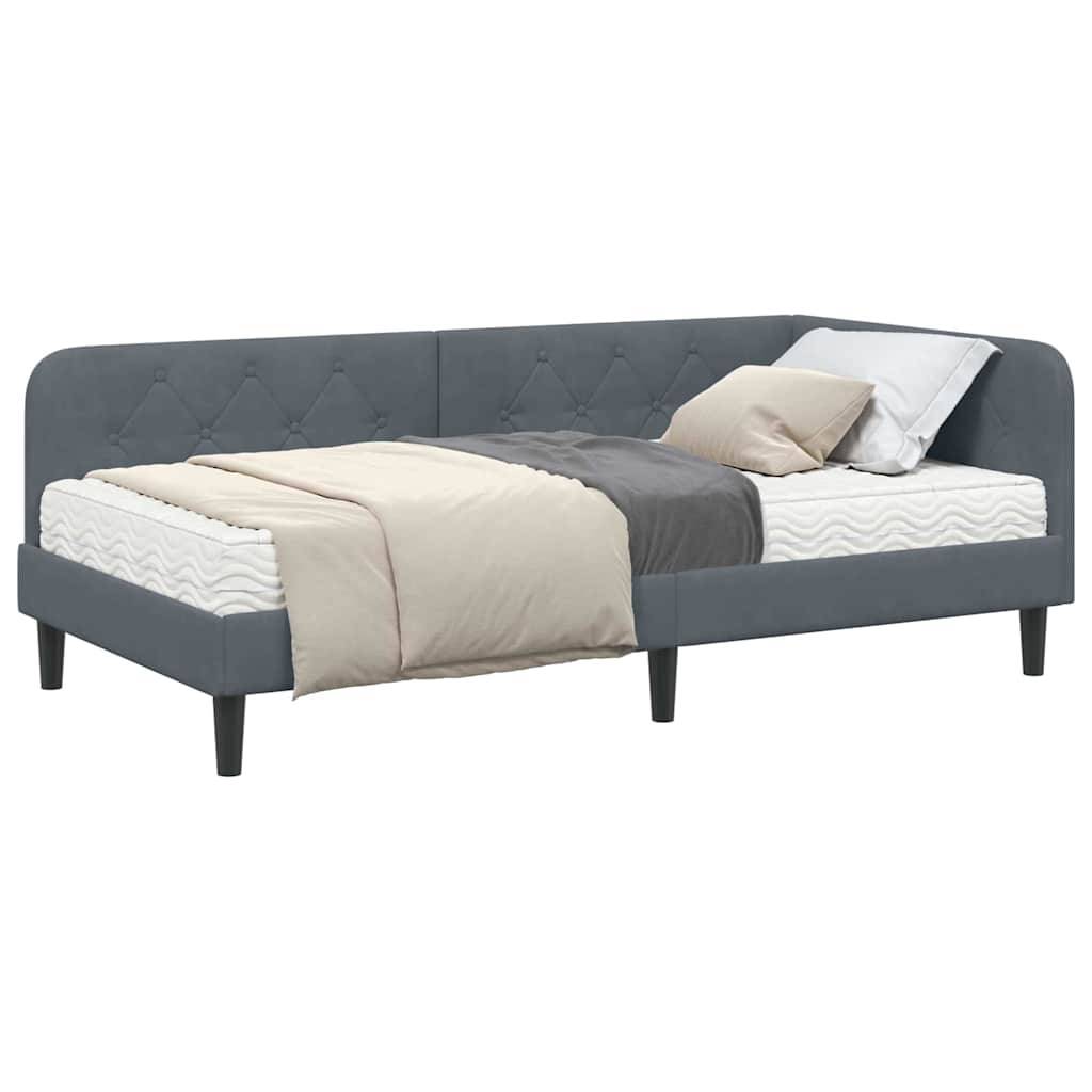 vidaXL Eckbettgestell Dunkelgrau 90 x 200 cm Samt