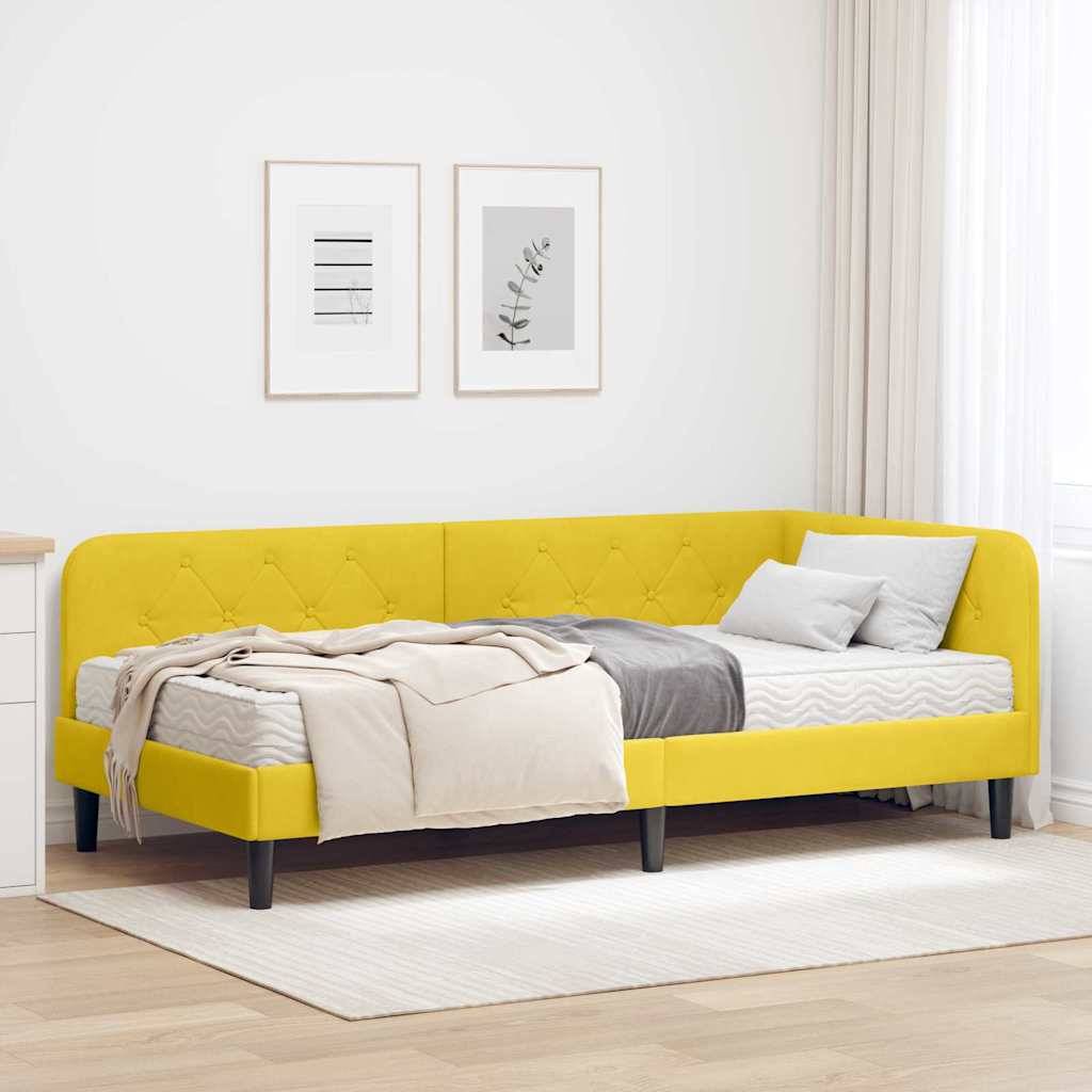 vidaXL Eckbettgestell Gelb 100 x 200 cm Samt