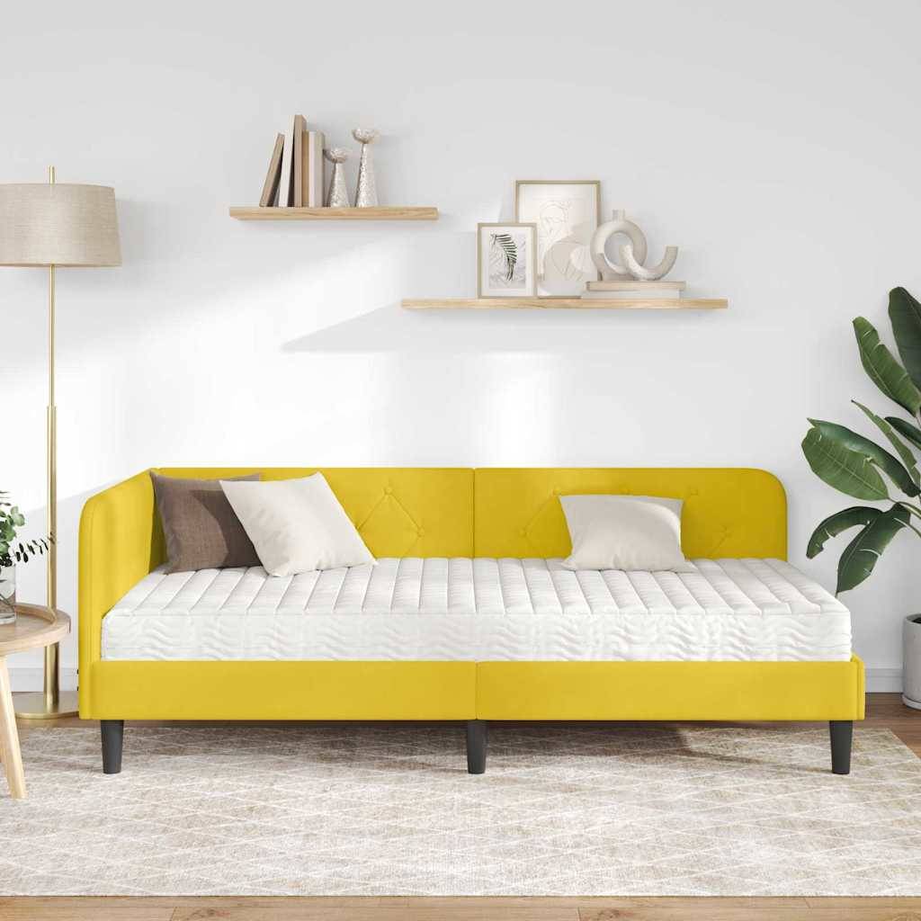 vidaXL Eckbettgestell Gelb 100 x 200 cm Samt