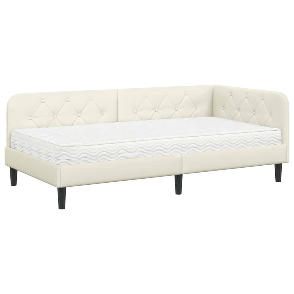 vidaXL Eckbettgestell Creme 90 x 200 cm Samt