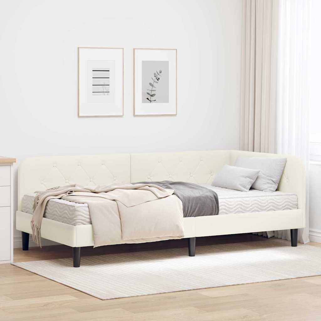 vidaXL Eckbettgestell Creme 90 x 200 cm Samt