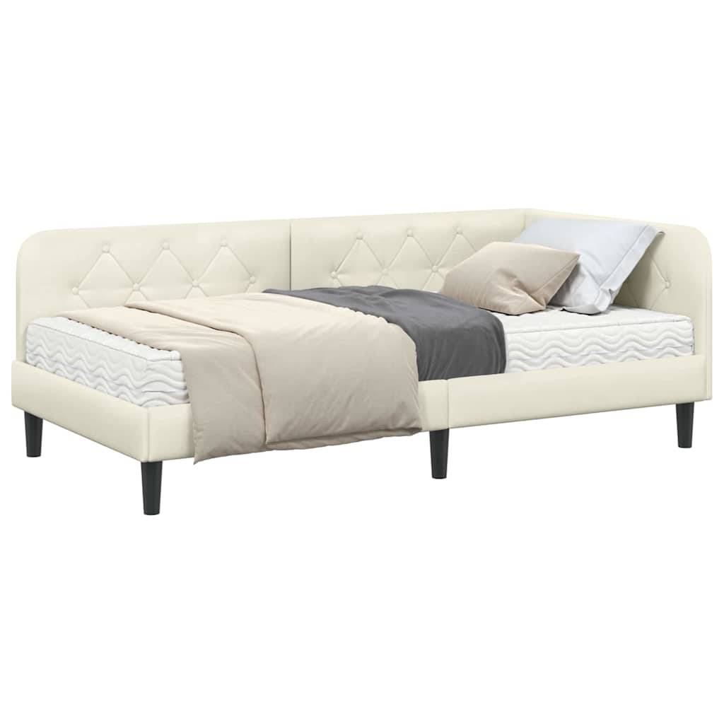 vidaXL Eckbettgestell Creme 90 x 200 cm Samt