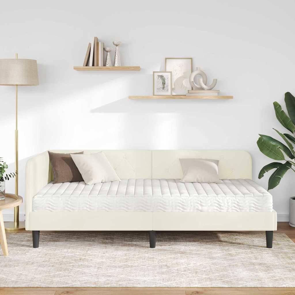 vidaXL Eckbettgestell Creme 90 x 200 cm Samt