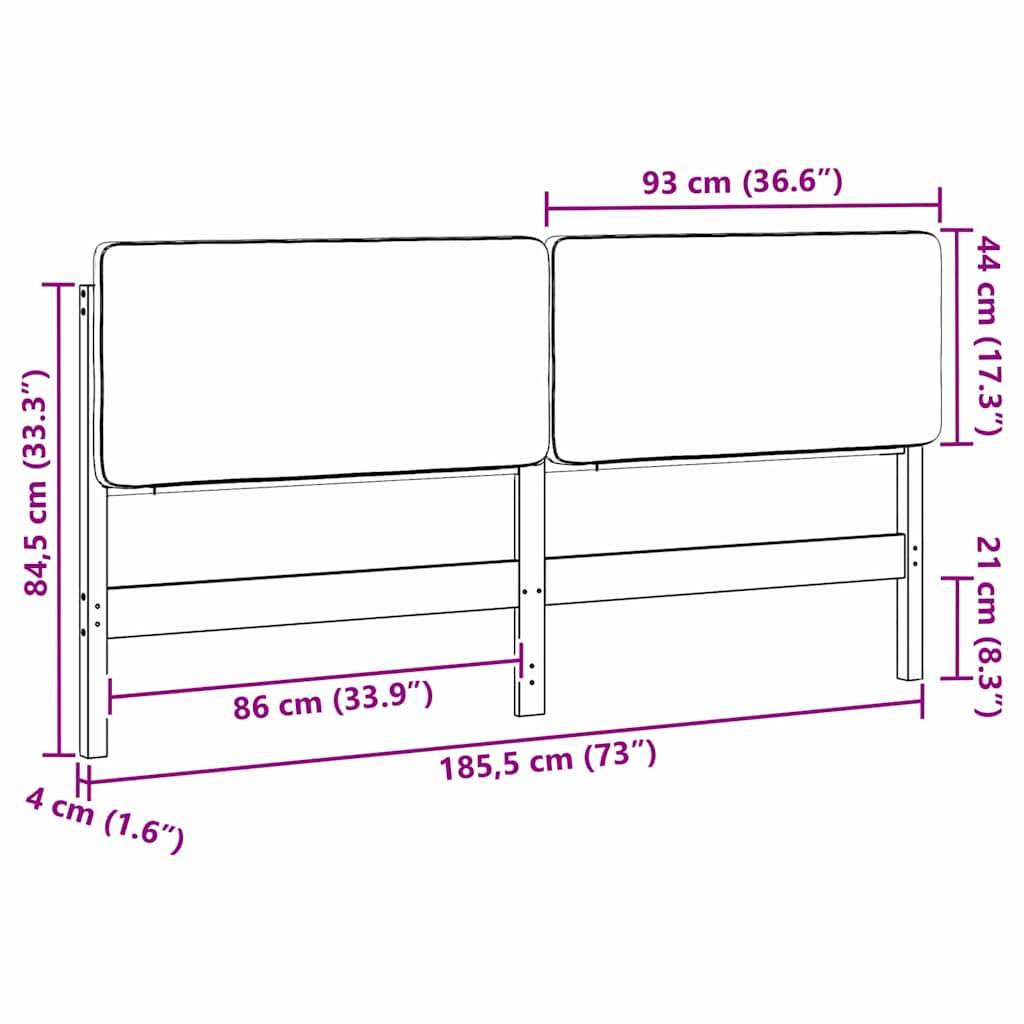 Diagramm eines Bettgestells mit Maßen: Breite 185,5 cm (73