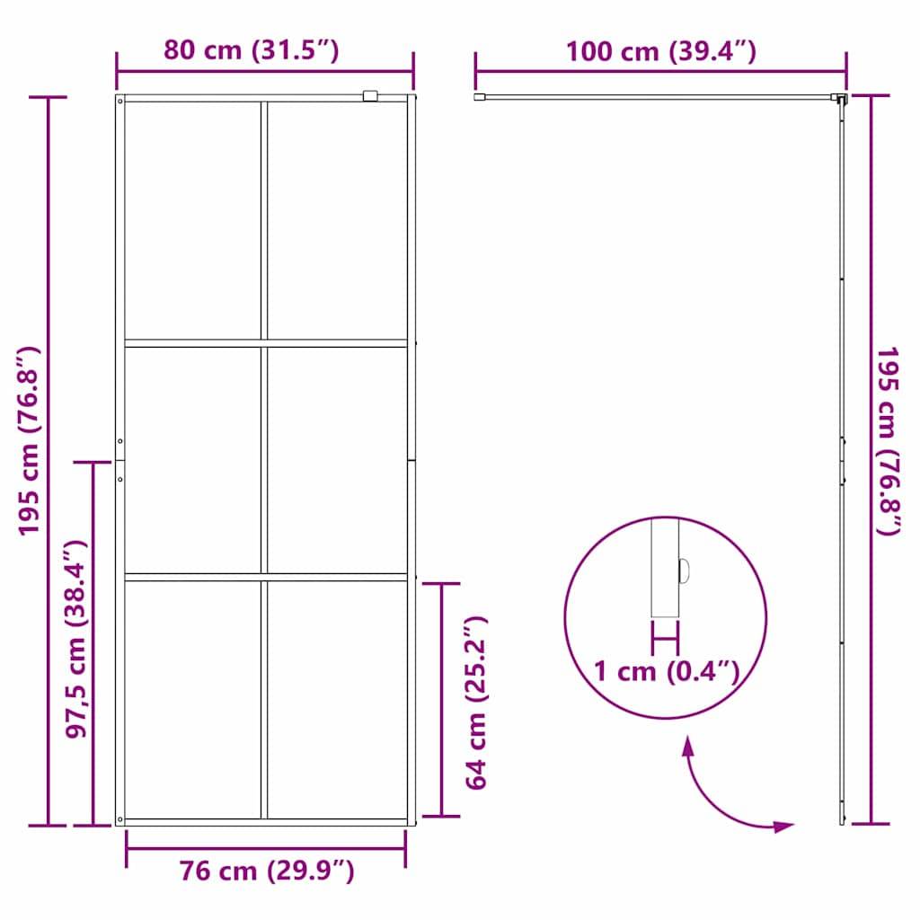 vidaXL Walk-in Duschwand Gold 80 x 195 cm Gehärtetes Glas