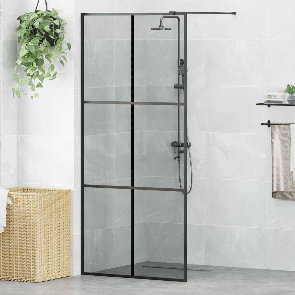 vidaXL Walk-in Duschwand Schwarz 90 x 195 cm Gehärtetes Glas