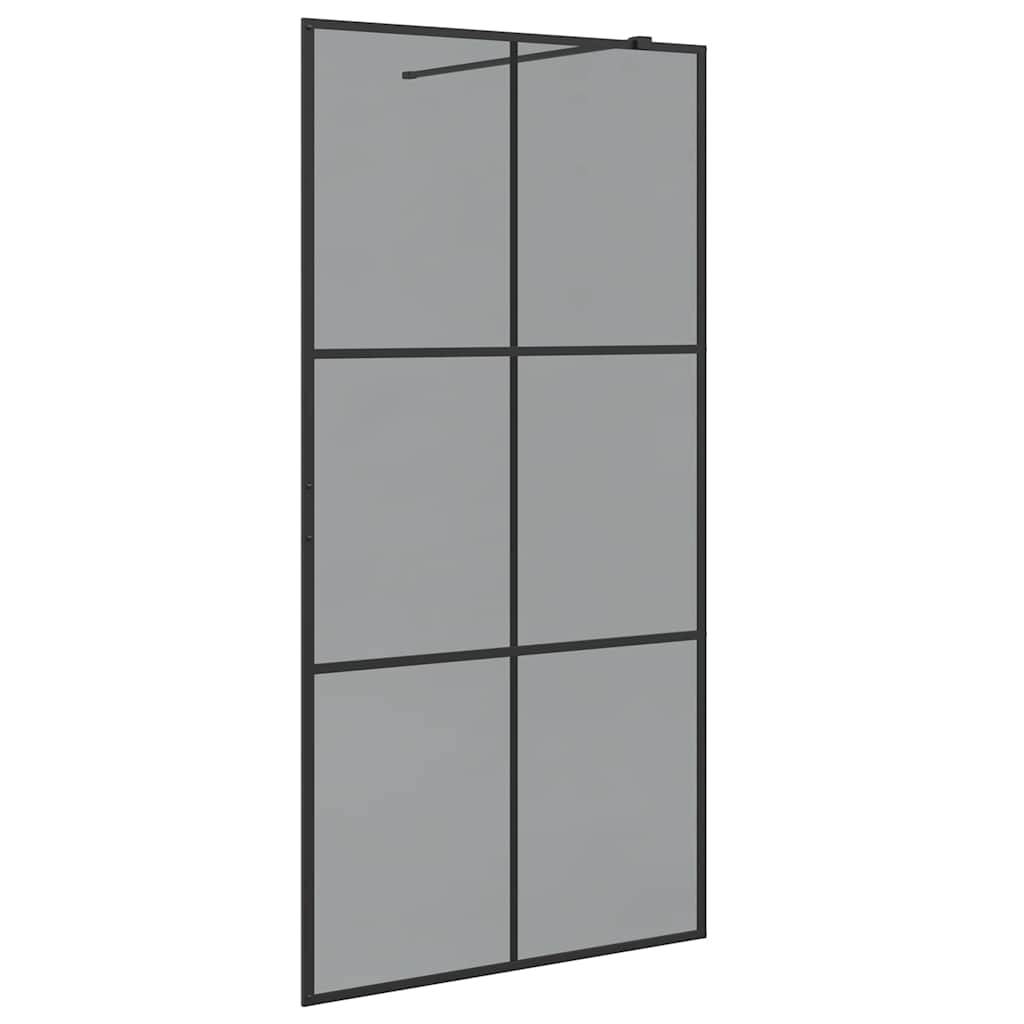 vidaXL Walk-in Duschwand Schwarz 100 x 195 cm Gehärtetes Glas
