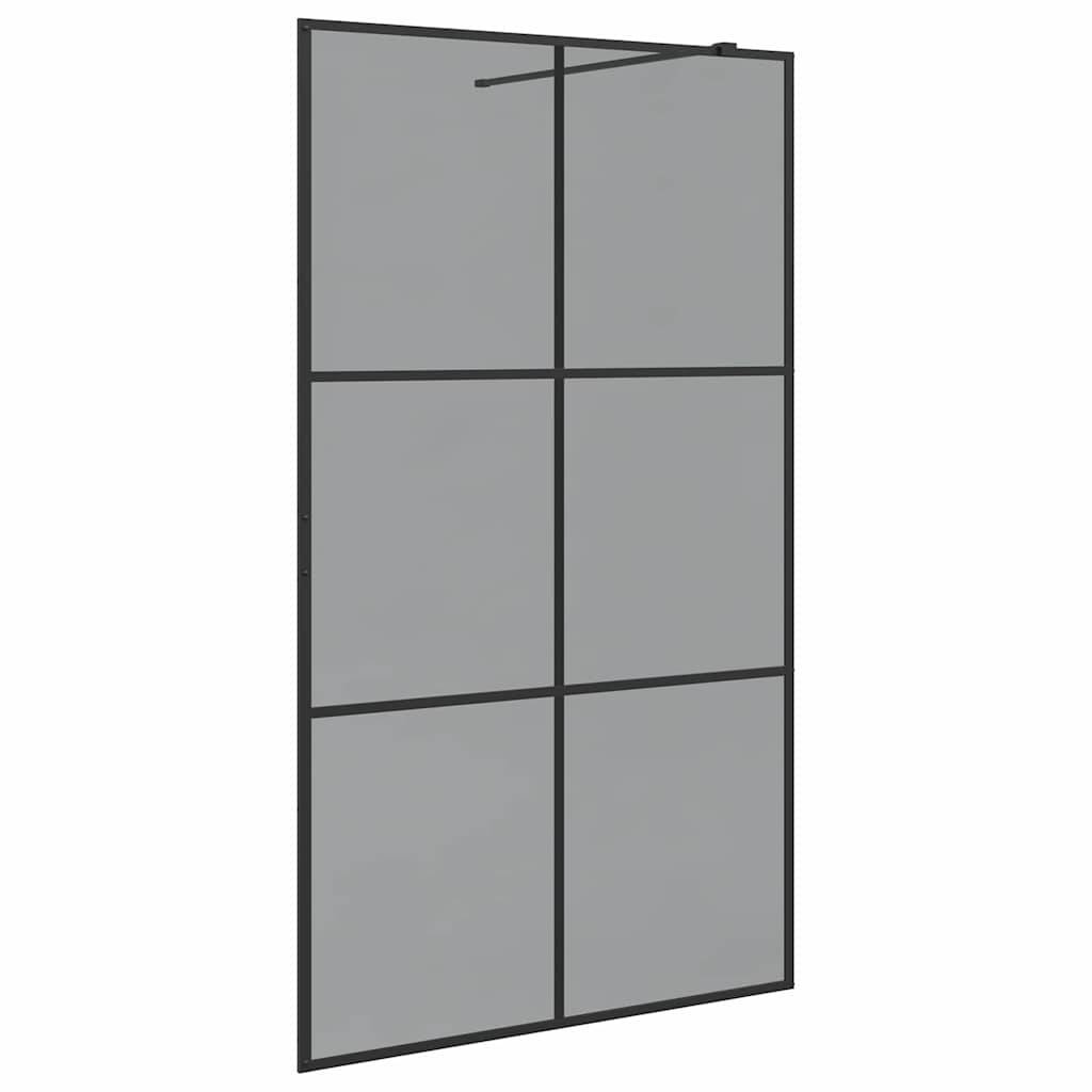 vidaXL Walk-in Duschwand Schwarz 115 x 195 cm Gehärtetes Glas
